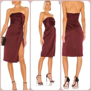 NWT NBD x REVOLVE Taliyah Strapless Midi Dress in Plum, Size XXS